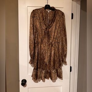 Walter Baker Long Sleeve Paisley Dress - Brown